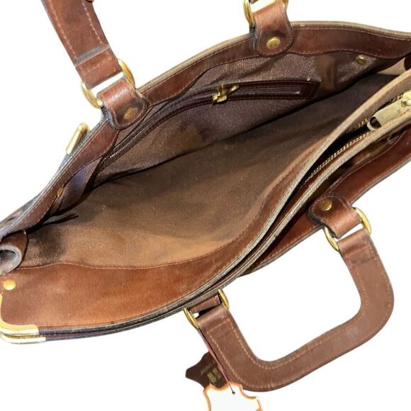 NWT Vintage HIT Briefcase Zip 3 pockets genuine leather brown - Picture 10 of 11